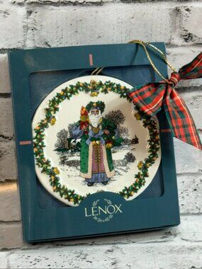 Vintage Lenox Christmas Ornament Holiday NIB box Father Christmas Old World Bow
